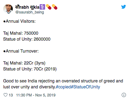 Statue of Unity Earned Thrice As Much As Taj Mahal? Claim Is False
