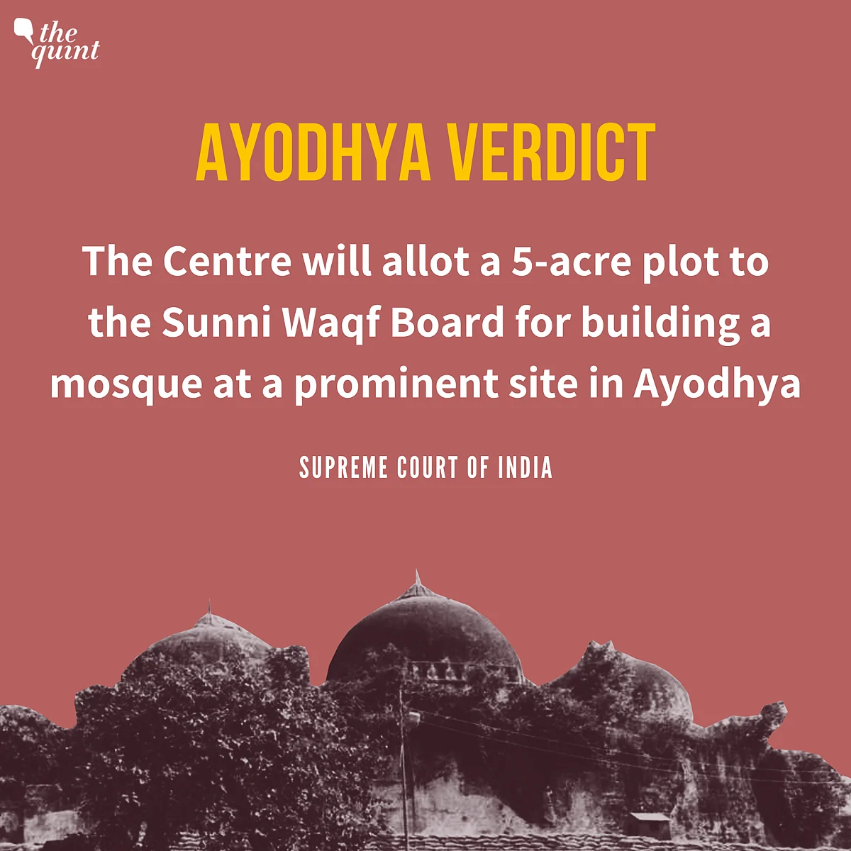 SC on Ayodhya: Disputed Land to Hindus, Alternate Site for Muslims