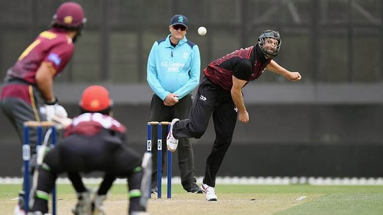 New Zealand Cricketer Andrew Ellis Wears Helmet While Bowling