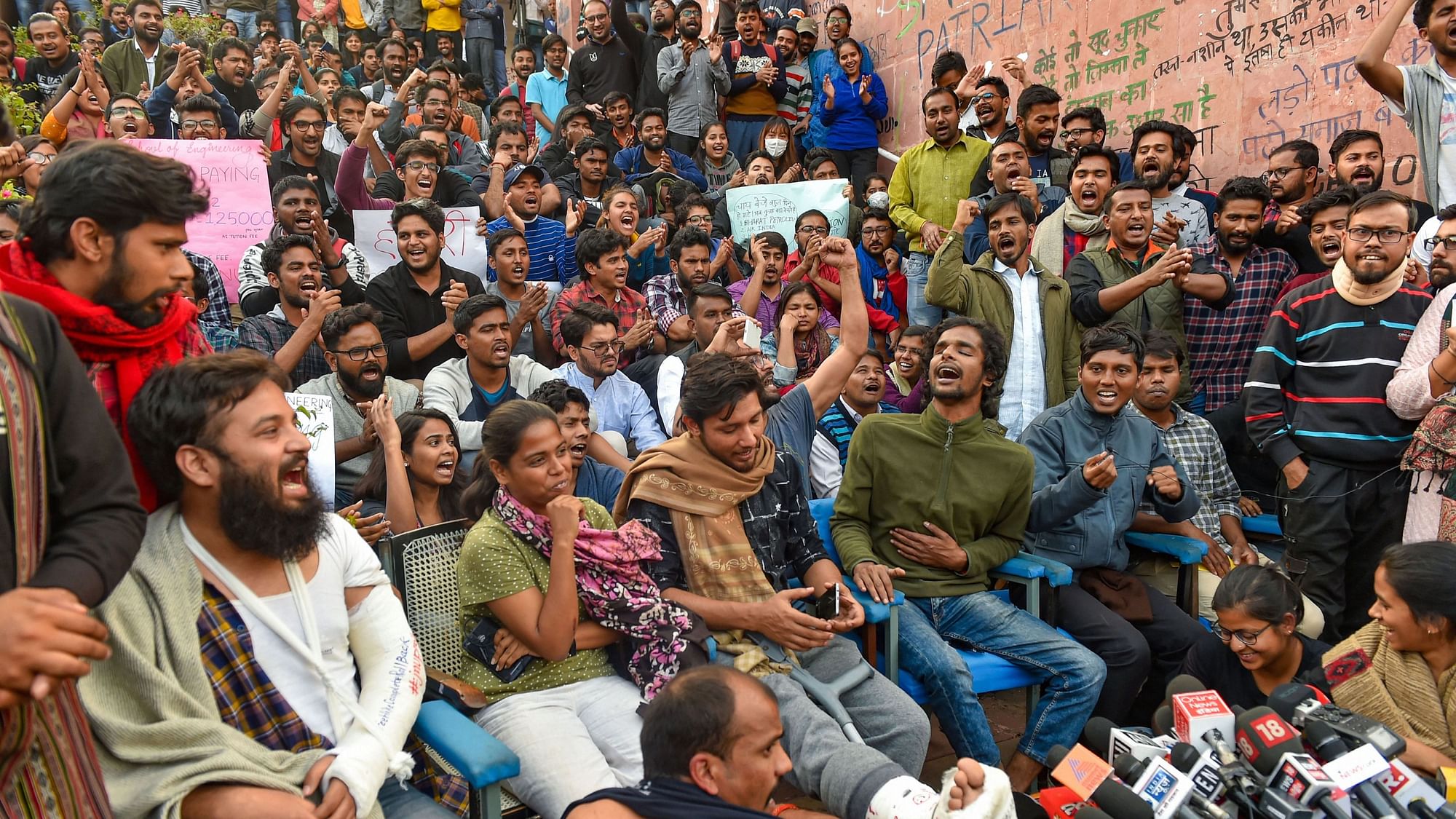JNU students continue to demand fee hike rollback and slam biased media after the protest march on Monday.