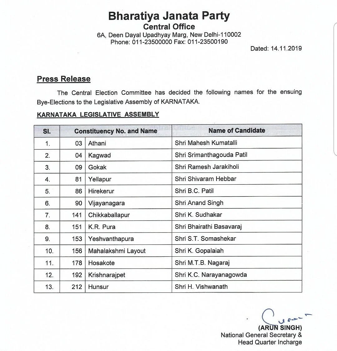16 Disqualified Karnataka MLAs Join BJP; 13 Get Tickets for Bypoll