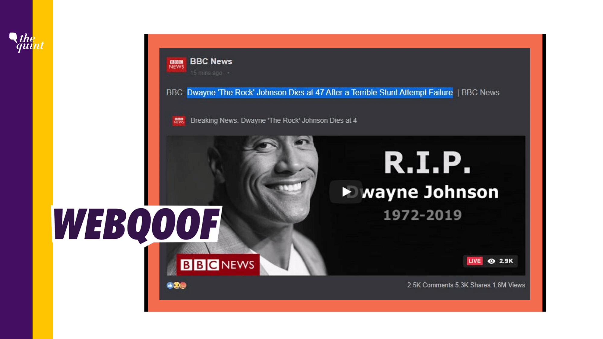 Celebrities and famous film personalities often become victims of viral death hoaxes and the latest to join the club is Dwayne ‘The Rock’ Johnson.