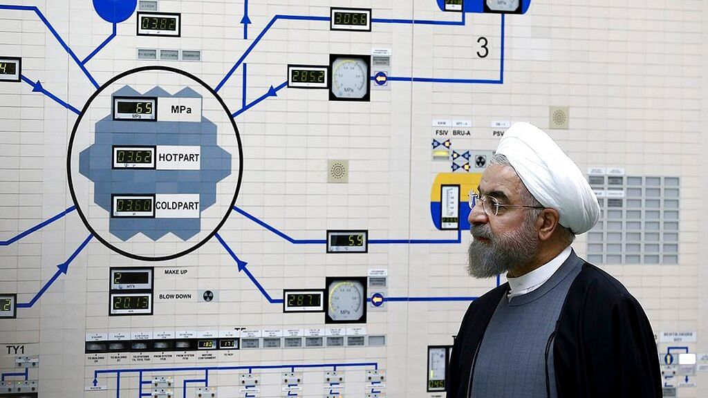 President Hassan Rouhani at the Bushehr nuclear power plant just outside of Bushehr, Iran.