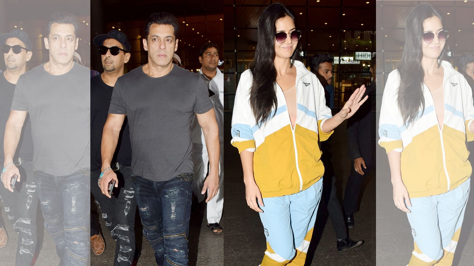Salman Khan and Katrina Kaif arrive after their Da-Bangg Tour in Dubai.