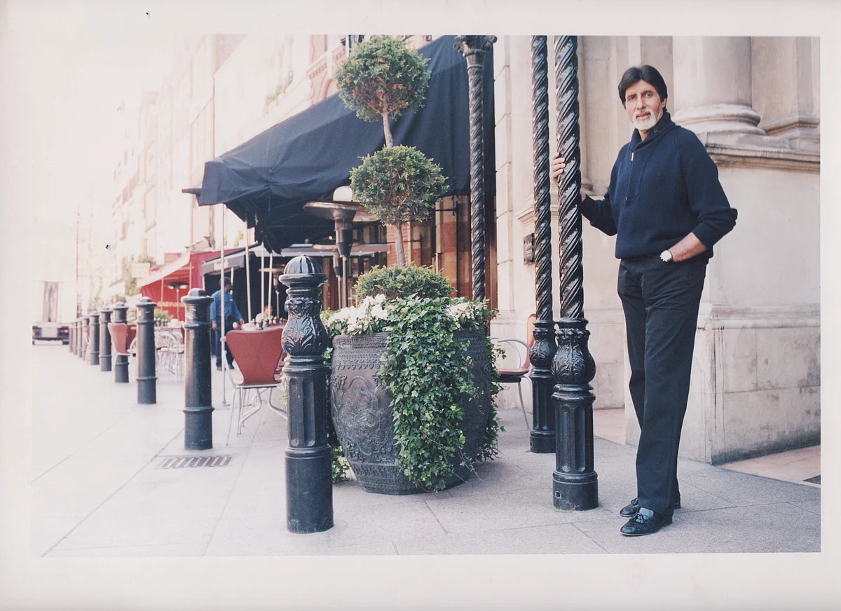 Amitabh Bachchan posing for the camera in London.