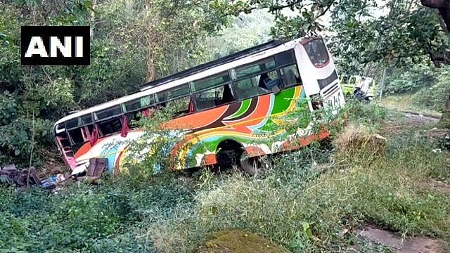 The driver apparently lost control over the wheels following which the bus overturned and fell into a 30 to 40 feet deep valley.
