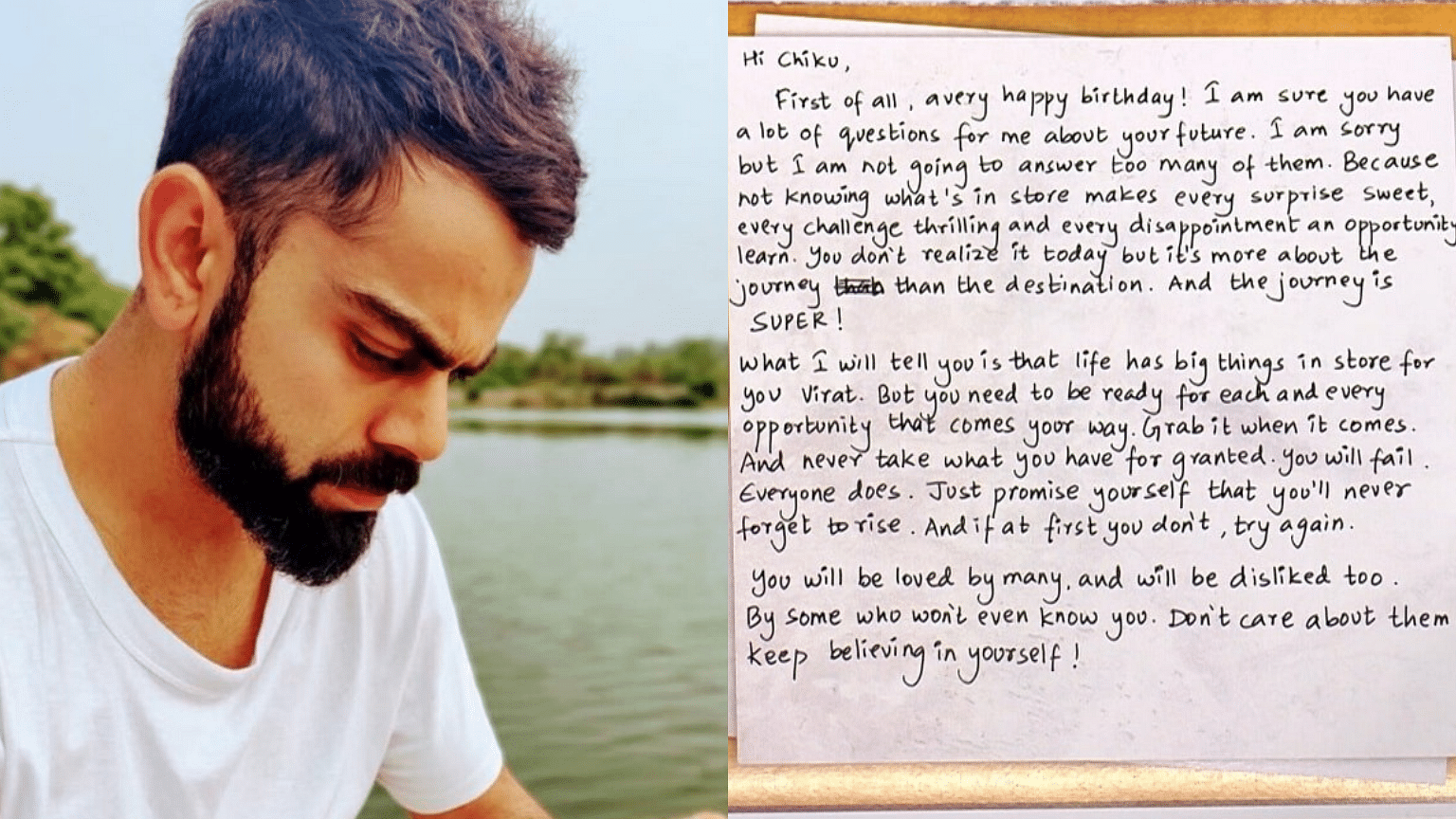 Indian captain Virat Kohli, who turns 31 on 5 November, has penned down an emotional letter to his younger self.