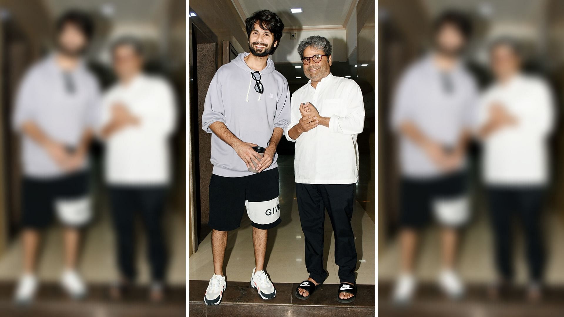 Shahid Kapoor and Vishal Bhardwaj clicked outside the director’s office.&nbsp;