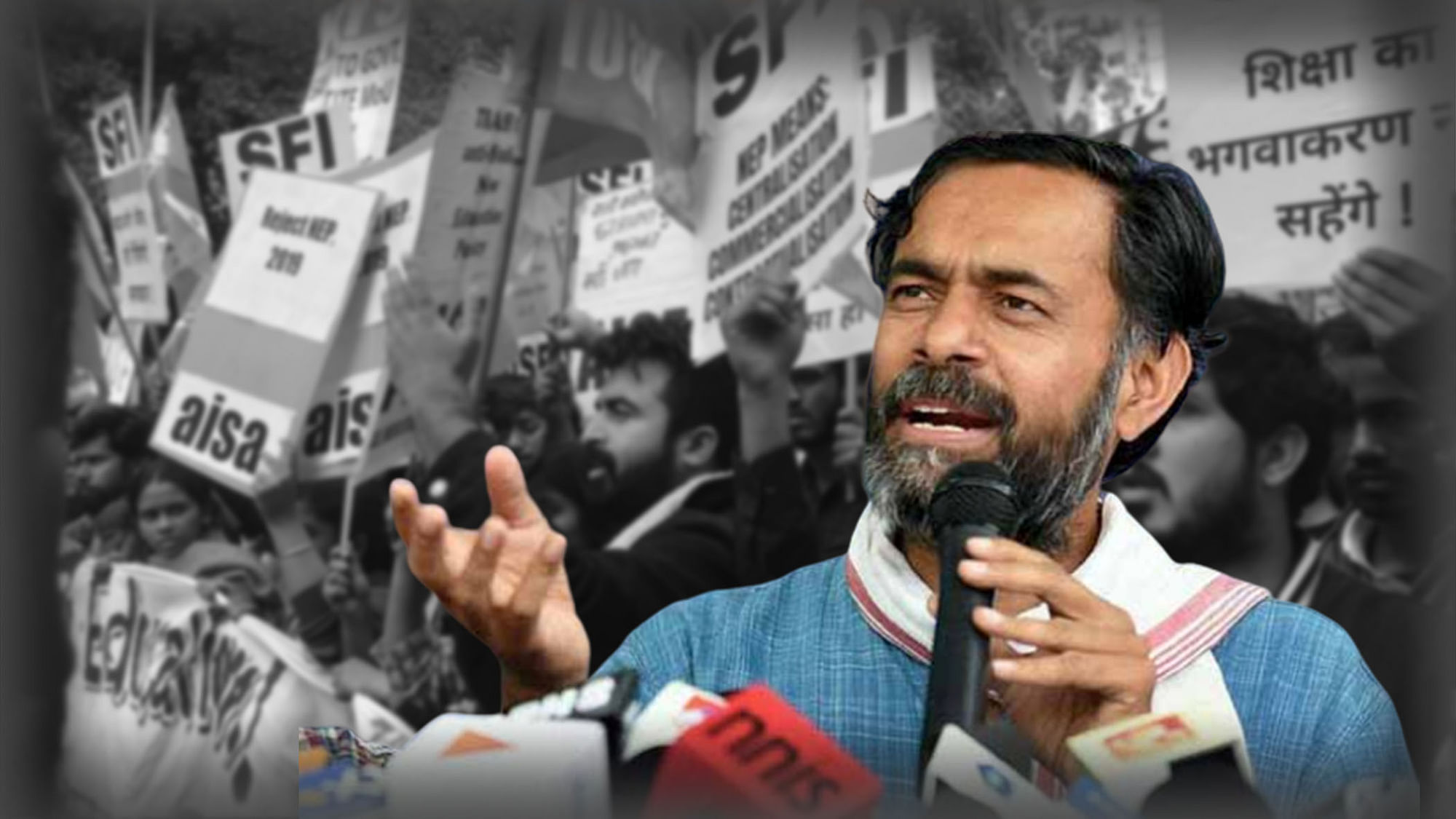 At a JNU protests, Yogendra Yadav asks ‘someone with dreams but no money have no right to education?’&nbsp;