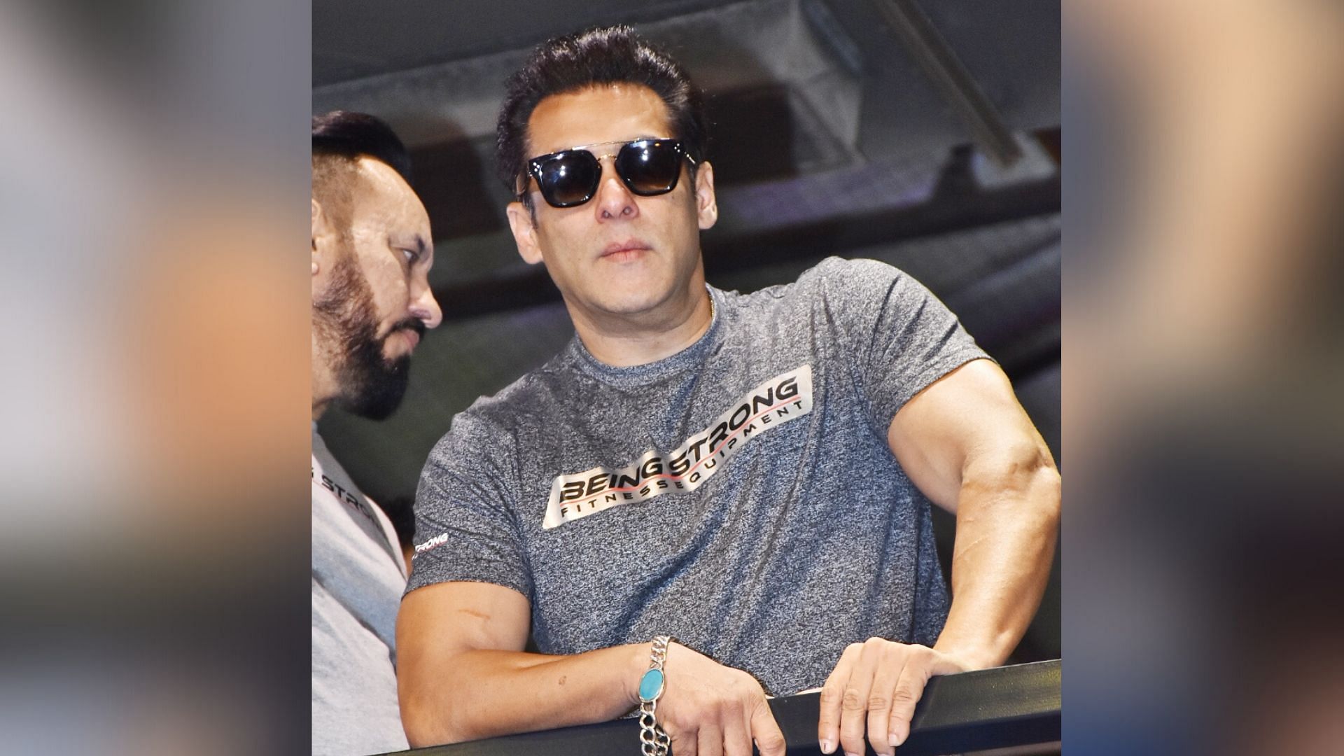 Salman Khan wears a ‘Being Strong’ tee with black sunglasses.