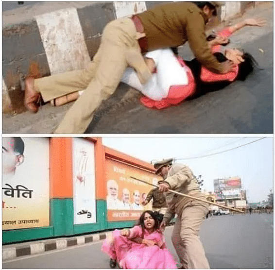Multiple images are being shared with a claim that it shows Assam police thrashing the CAB protesters. 