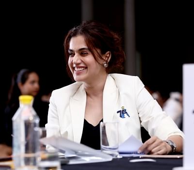 New Delhi: Pune 7 Aces Co-founder Taapsee Pannu during the PBL season 5 auction.