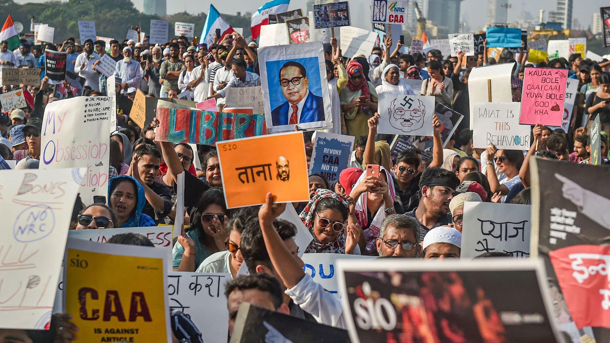 File picture of an Anti-CAA rally in Mumbai’s Azaad Maidan.