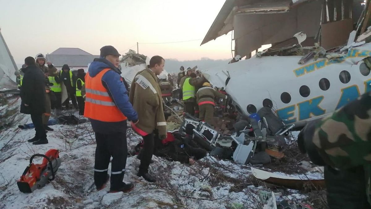 The crash site near Kazakhstan’s Almaty International Airport.