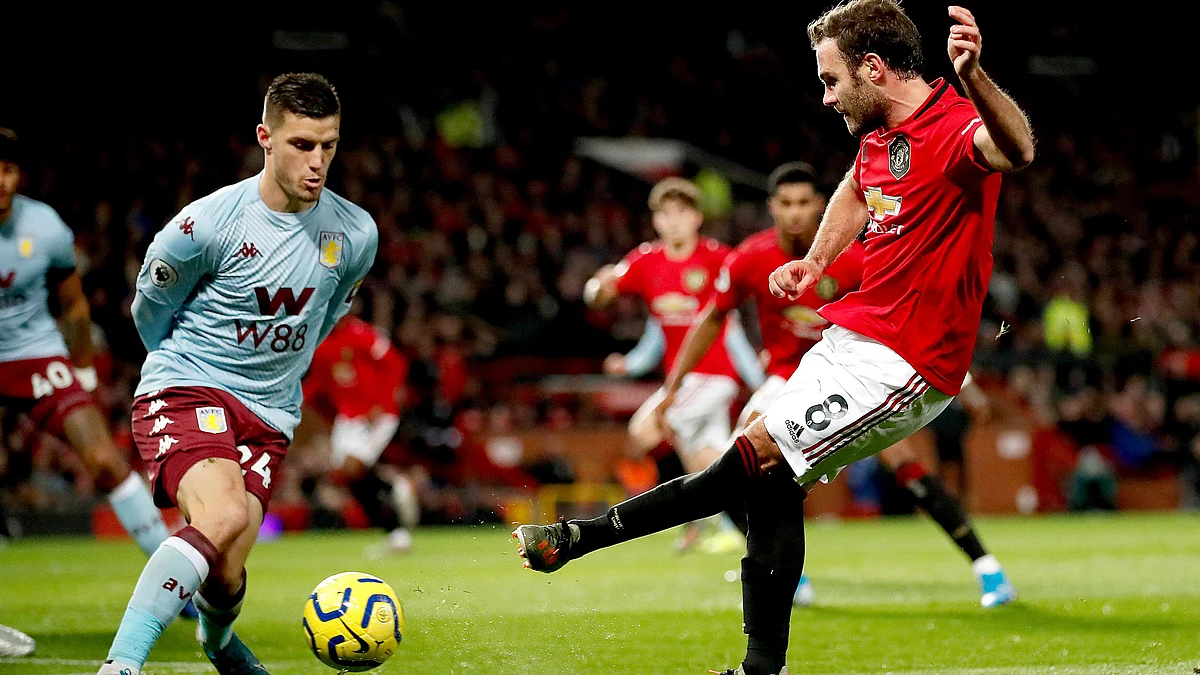 Manchester United’s Juan Mata in action during the English Premier League match against Aston Villa at Old Trafford, Manchester, England.