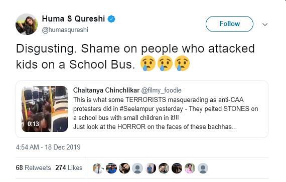 An old video is being circulated with a claim that angry protesters in Delhi vandalised a school bus. 