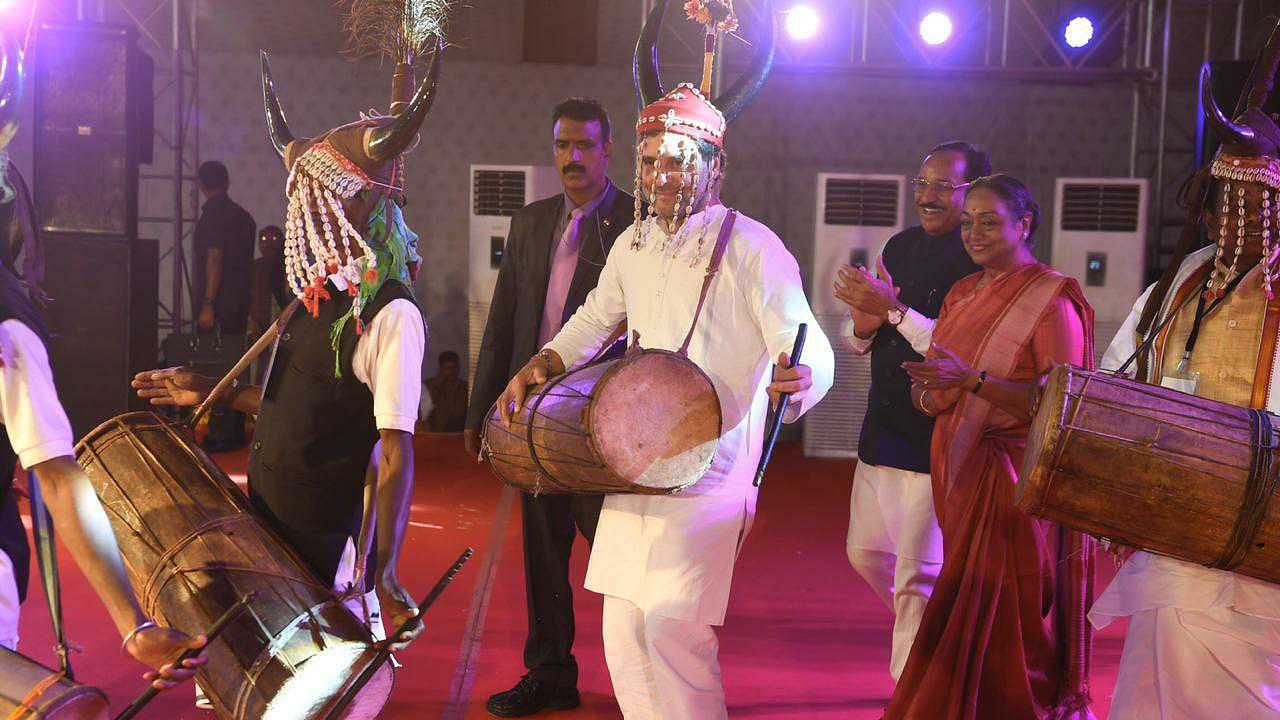 Rahul Gandhi at the Tribal Dance Festival.