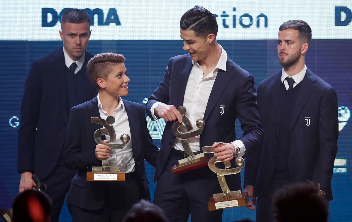 Ronaldo was at the Gran Gala del Calcio to collect his prize, instead of attending the Ballon d’Or ceremony.