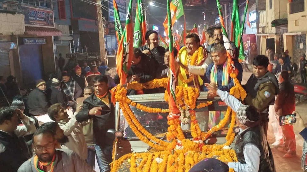 Manish Jaiswal after winning the election.