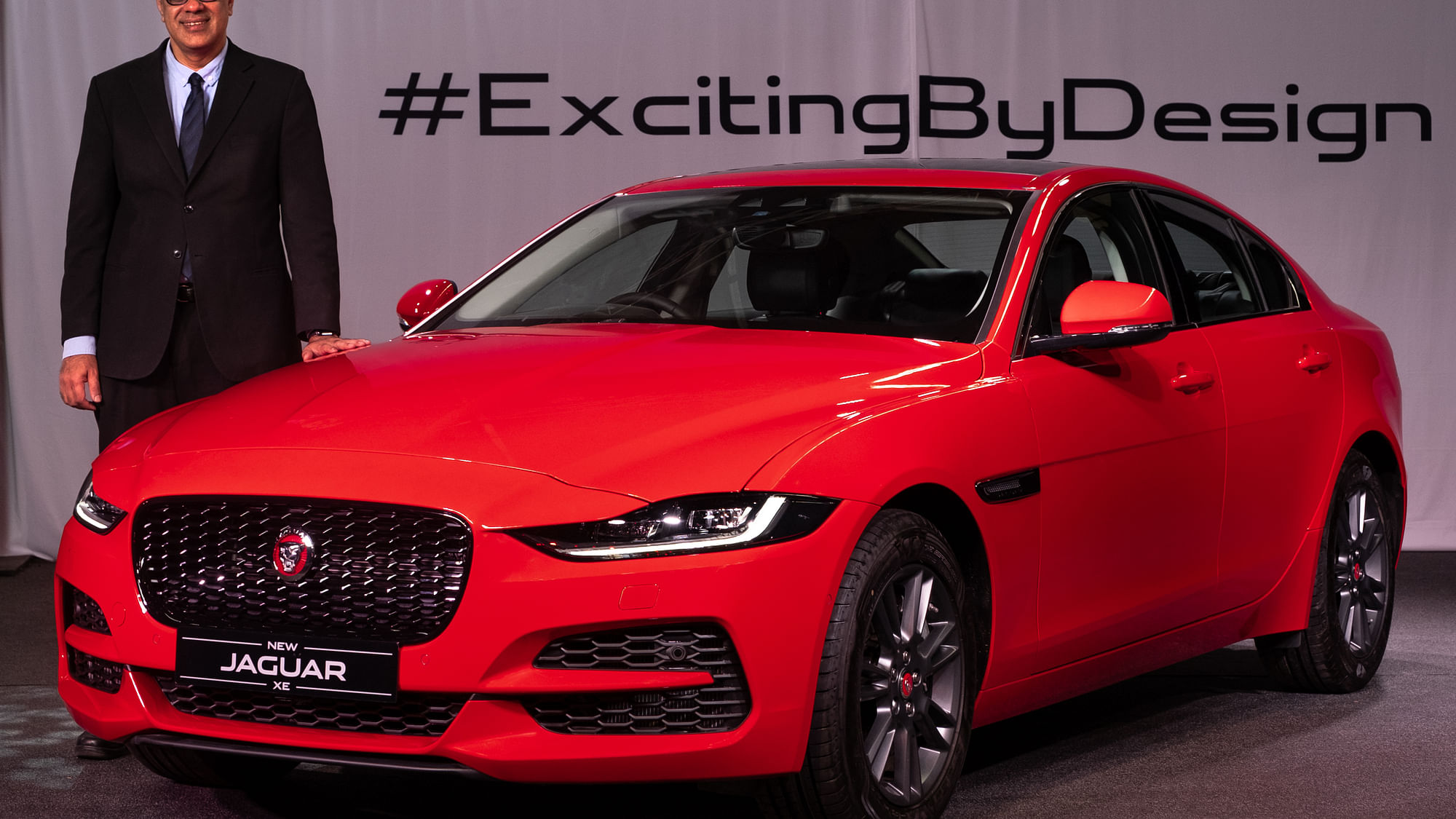 Rohit Suri, president and managing director, Jaguar Land Rover India with the new XE.