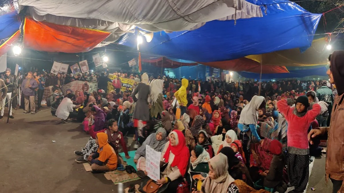 Protesters at Shaheen Bagh in Delhi.