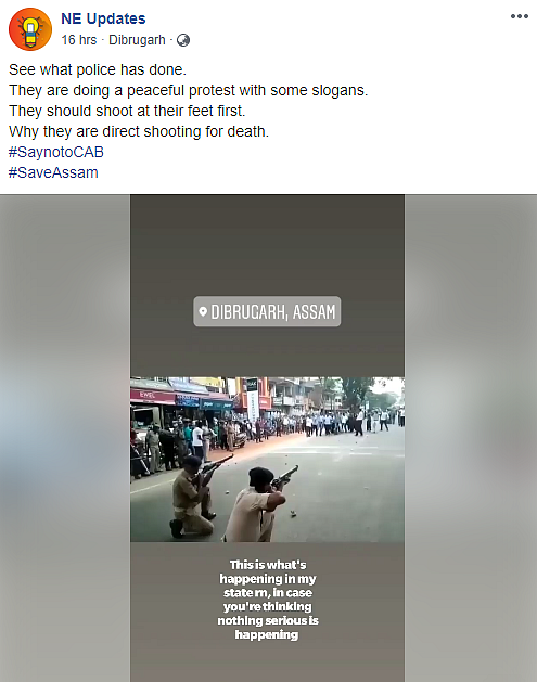Screenshot of the claim on Facebook.