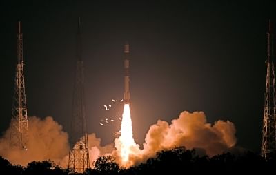 Sriharikota (Andhra Pradesh): PSLV-C46 carrying the RISAT-2B satellite, lifts off from the Satish Dhawan Space Centre (SDSC) SHAR, Sriharikota, in Andhra Pradesh, on May 22, 2019. (Photo: IANS/PIB)