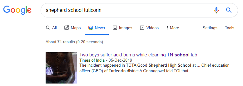 A Google keyword search led us to a TOI article that had details about the incident.