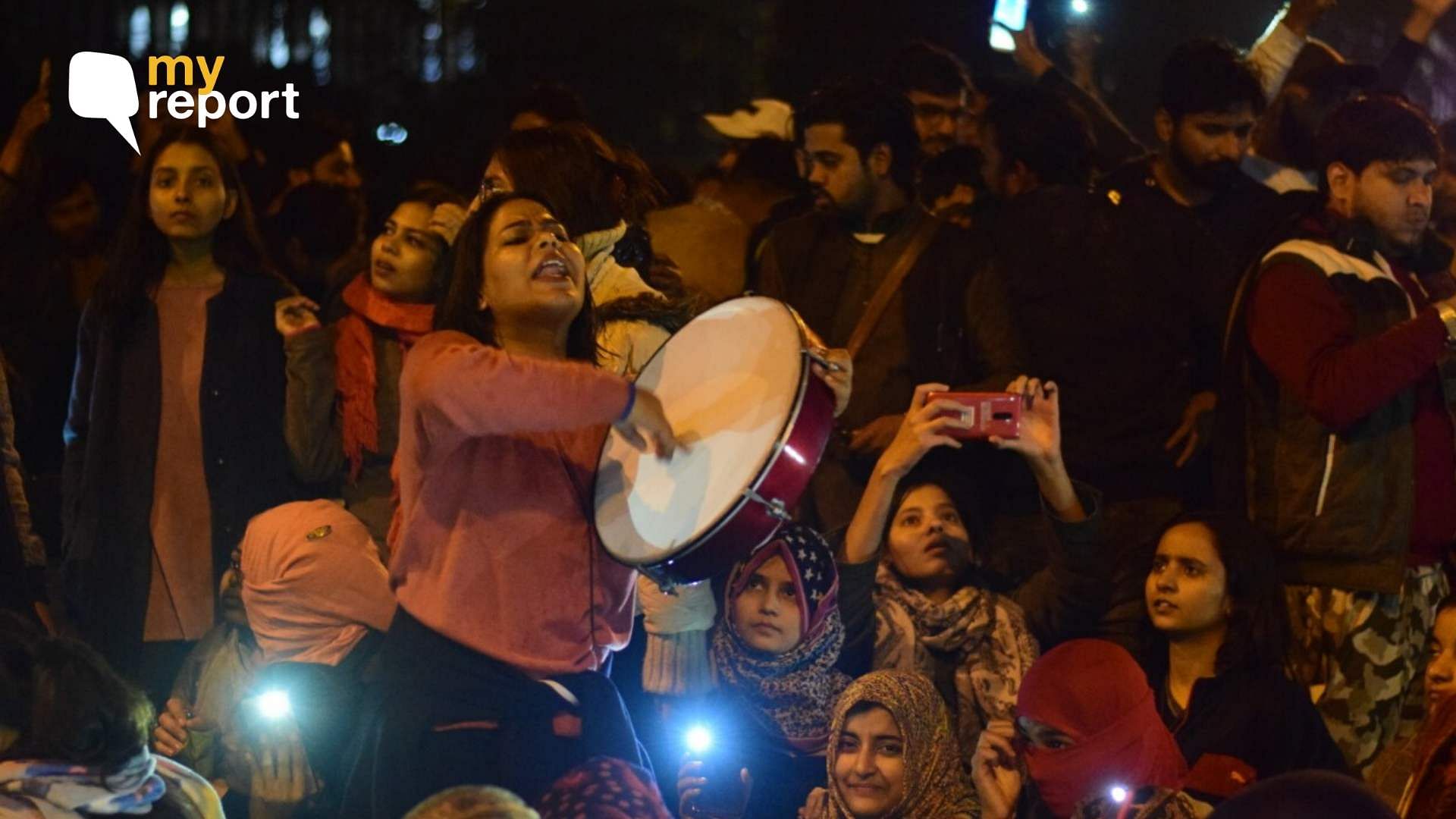 Students of Jamia Millia Islamia protest against the Citizenship Amendment Act.