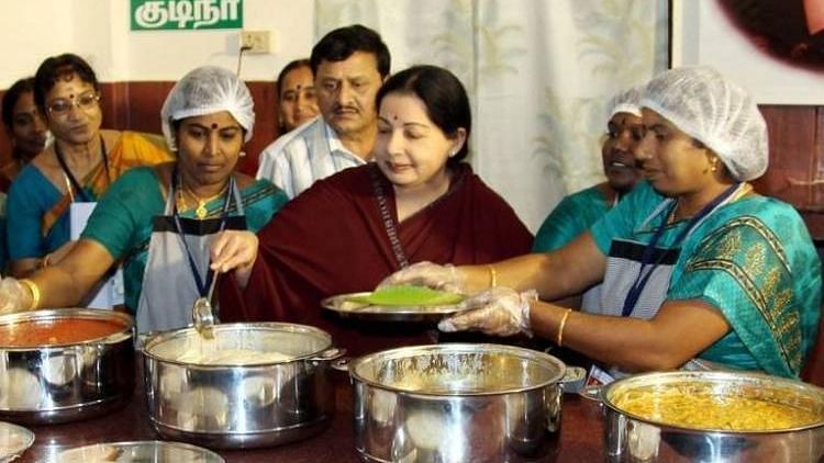 J Jaylalithaa with Amma unavagam workers