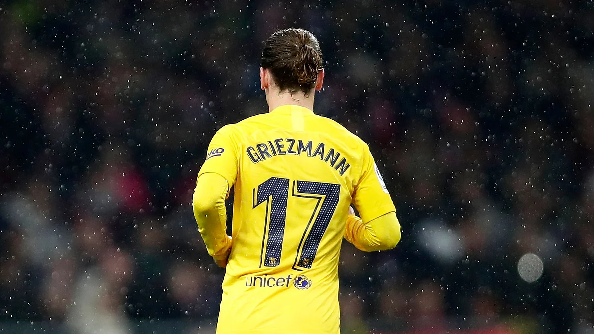 FC Barcelona’s Antoine Griezmann in action during a Spanish La Liga soccer match between Atletico Madrid and FC Barcelona.