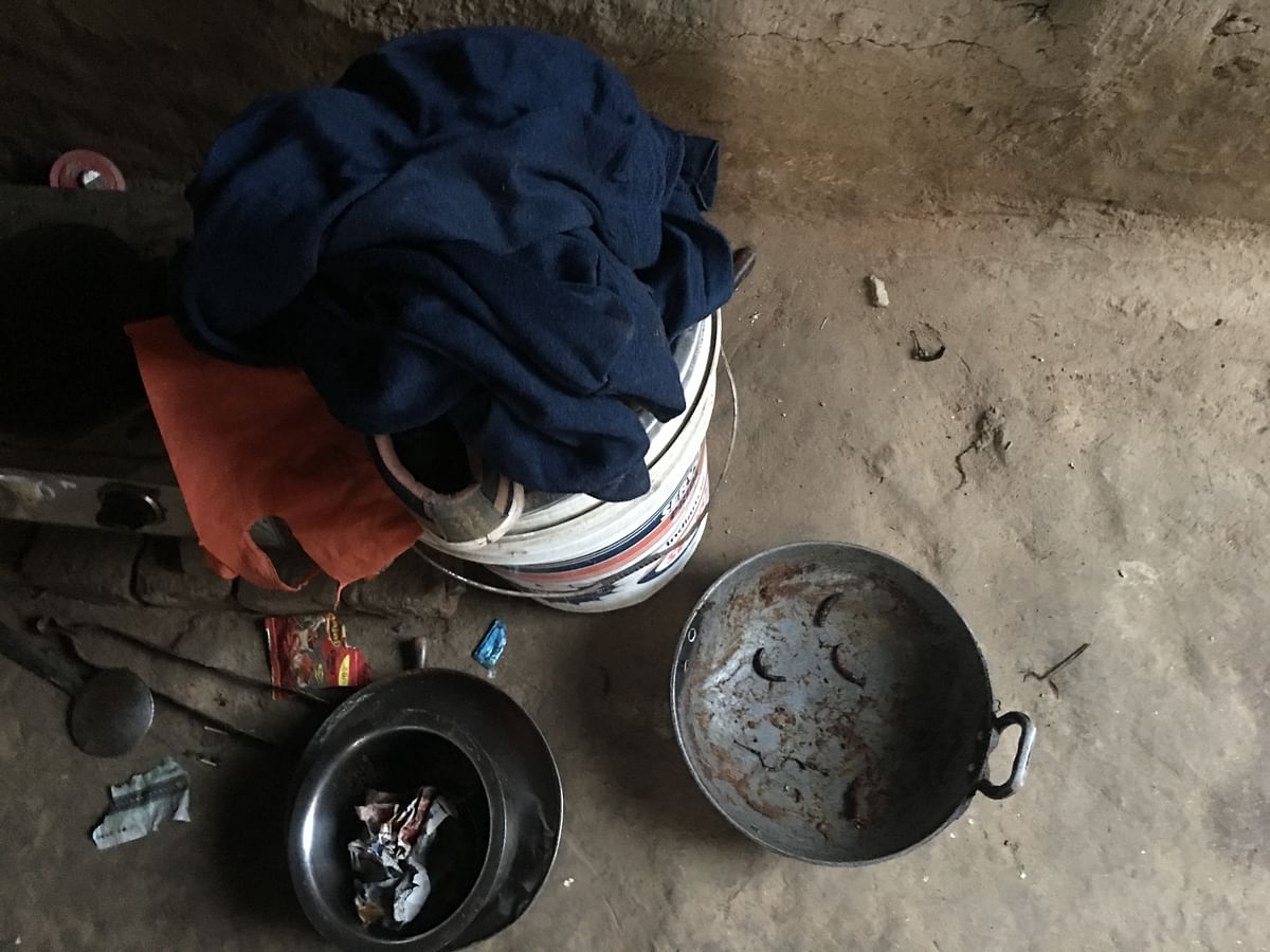 Often cooking for himself, utensils from the day before sit unwashed in Kishore’s kitchen.