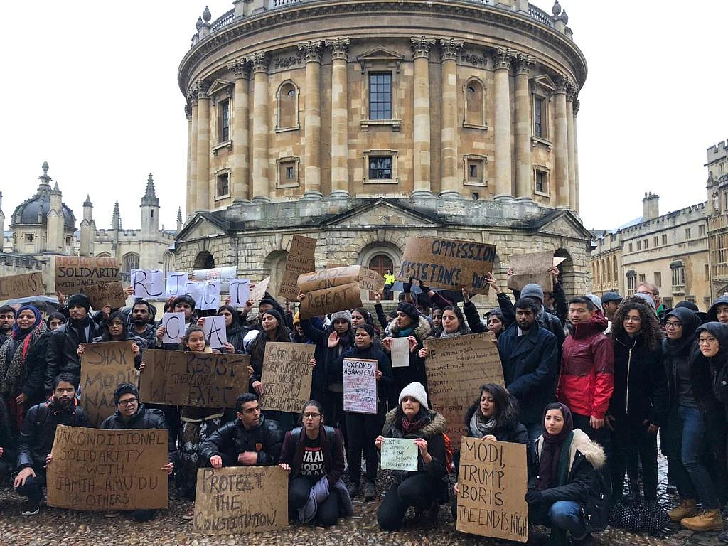 Students protest against CAA at Oxford.