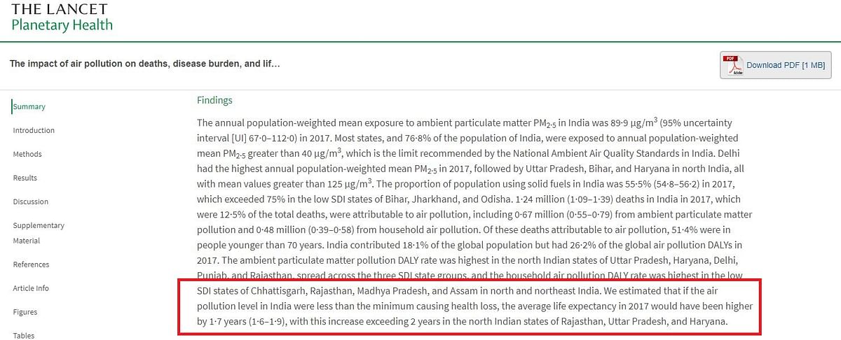Prakash Javadekar in 2015 told the Rajya Sabha that air pollution causes 80 deaths everyday in Delhi alone.