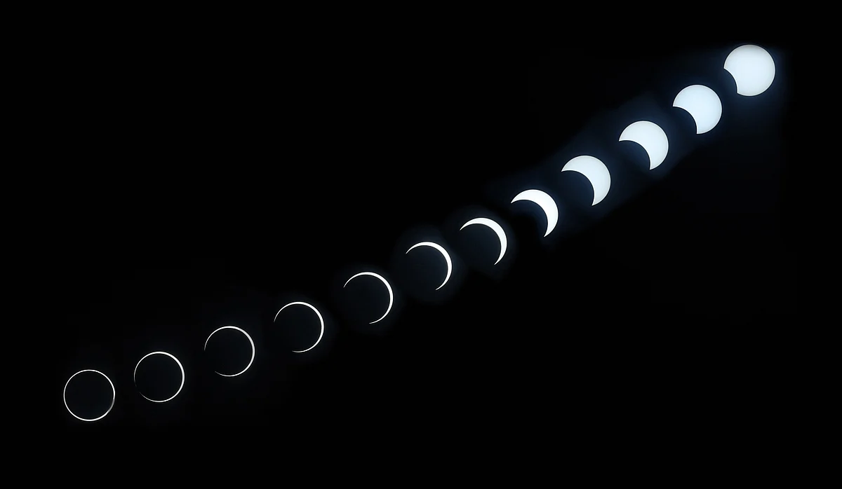 Various phases of the annular eclipse as seen from Purameri near Vadakara in Kozhikode on Thursday, 26 December.