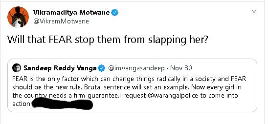 Motwane Cites ‘Kabir Singh’ to Slam Vanga’s Tweet on Vet Murder