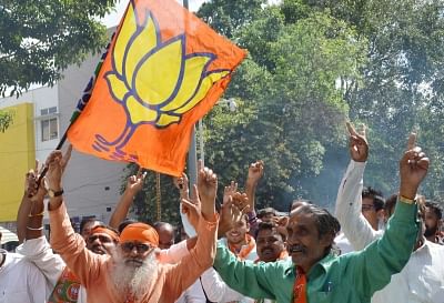 Bengaluru: BJP leaders celebrating after after Karnataka