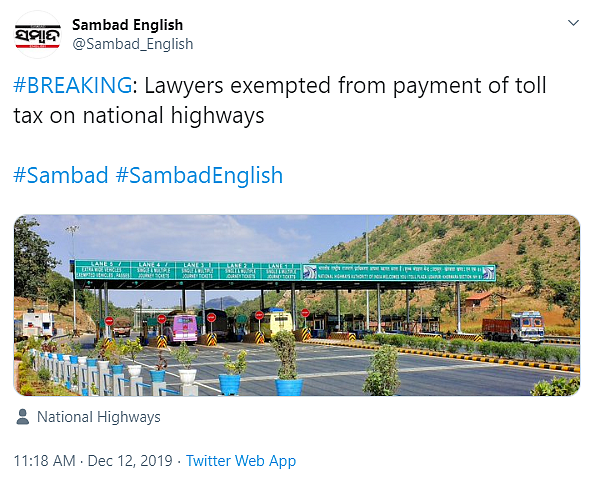 NHAI Exempting Lawyers From Paying Toll Tax? Letter is Fake!