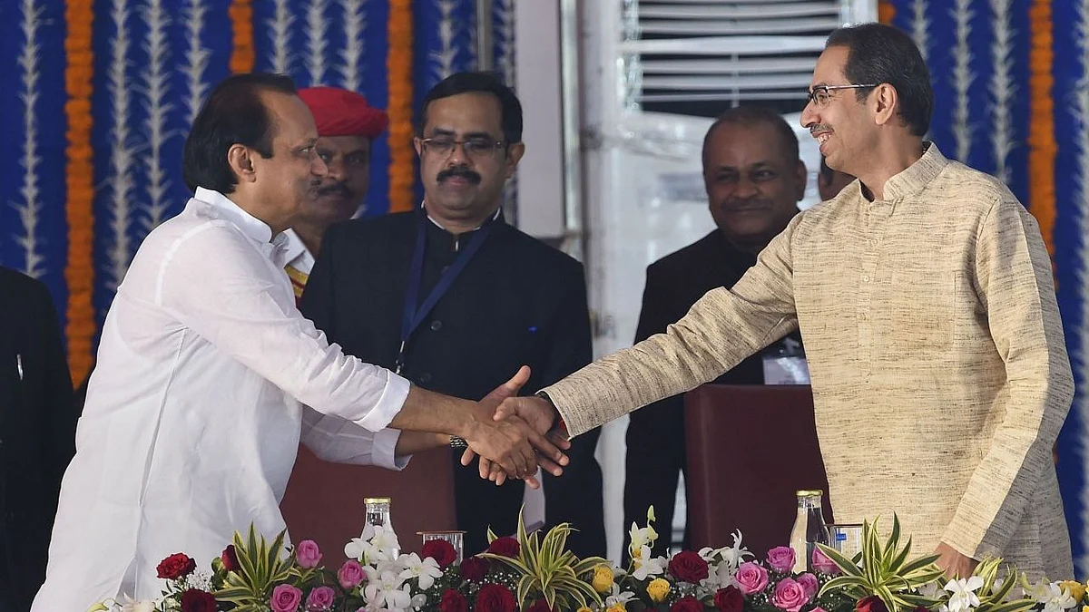 Maharashtra CM Uddhav Thackeray with Deputy CM Ajit Pawar. 