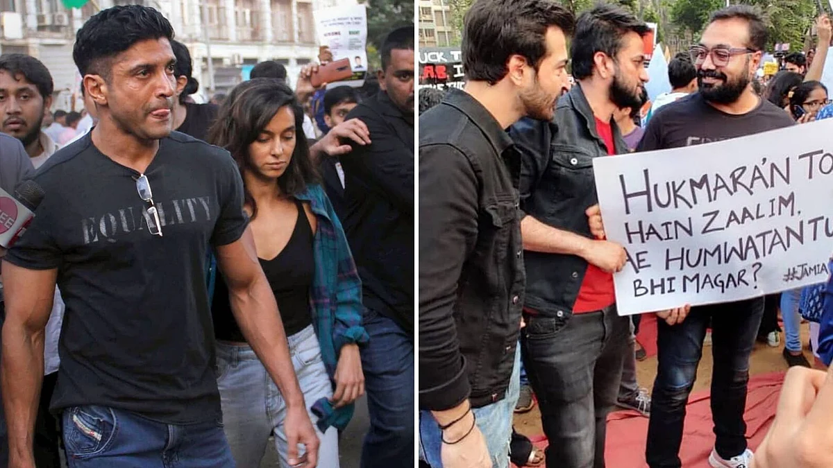 Farhan Akhtar, Anurag Kashyap attend the Anti-Citizenship Amendment Act protest in Mumbai.