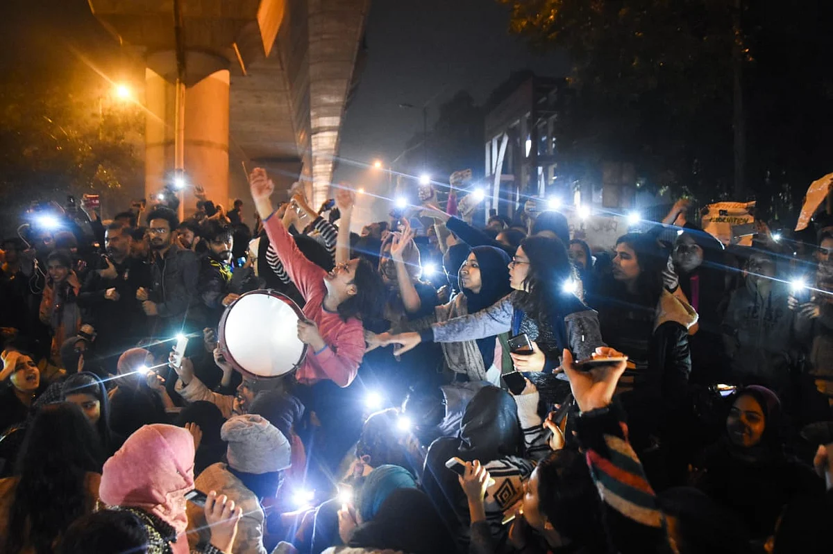 Students protest against the CAA.