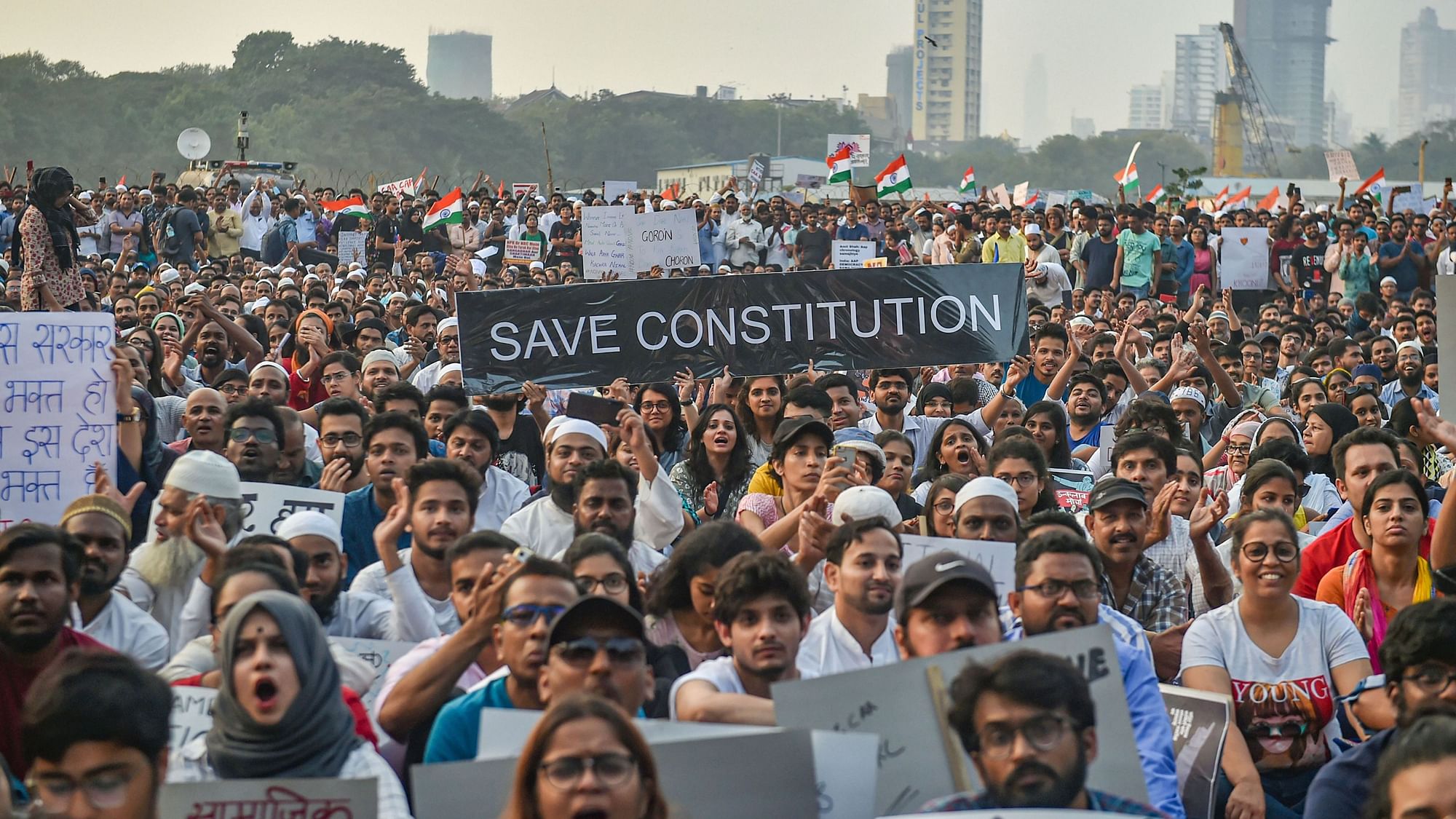 Anti-CAA protest in Mumbai’s Azad Maidan.