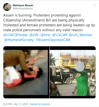 Multiple images are being shared with a claim that it shows Assam police thrashing the CAB protesters. 