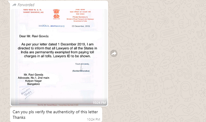 The Quint received a query from one of its WhatsApp users.