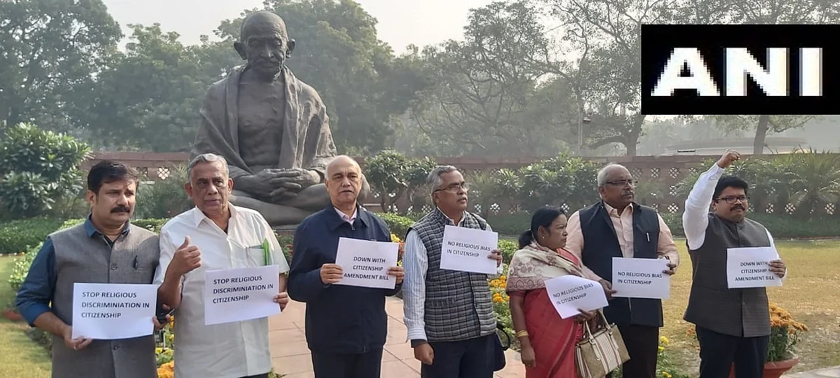 Left Parties protest against Citizenship Amendment Bill in Parliament. 