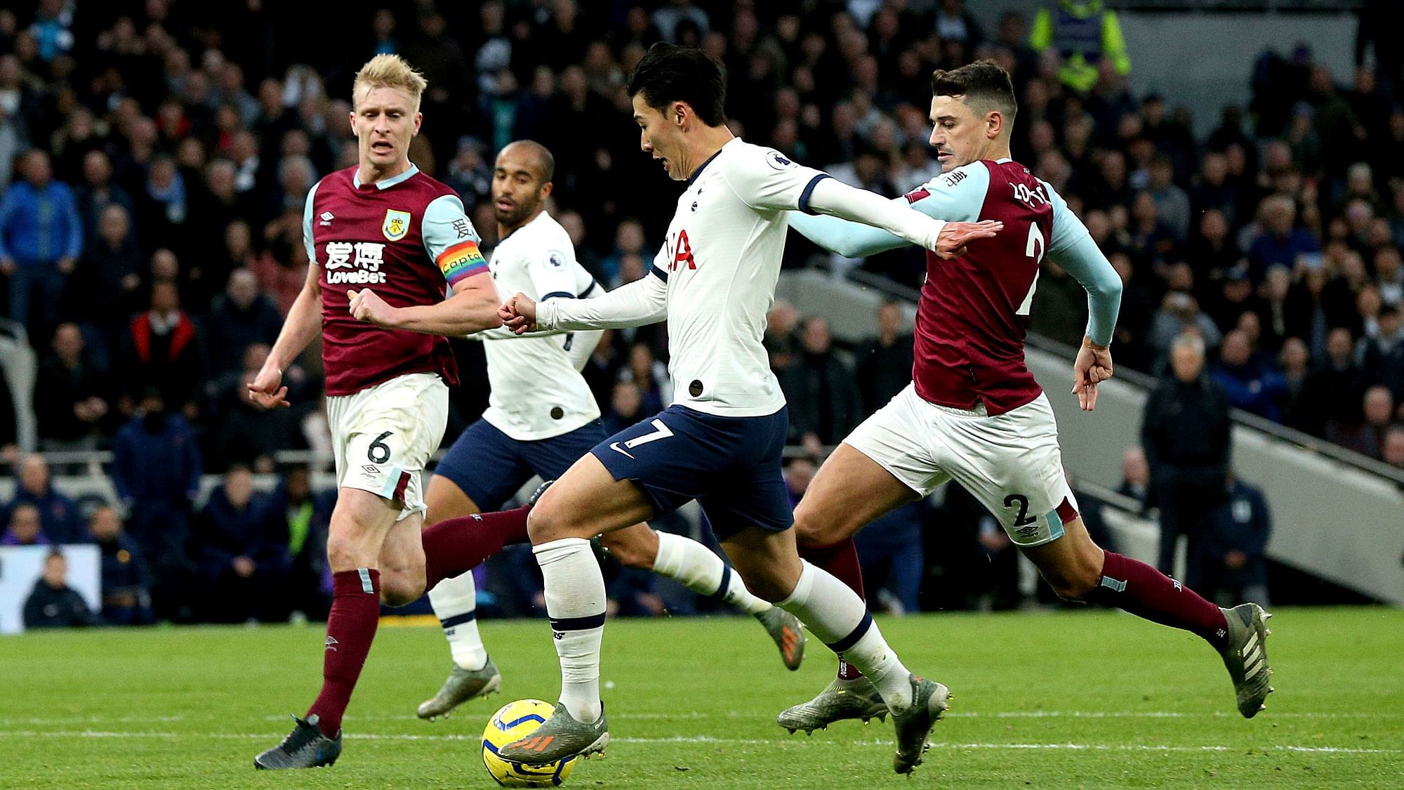 Tottenham Hotspur’s Son Heung-min scores his side’s third goal of the game during the Premier League match at the Tottenham Hotspur Stadium, London.&nbsp;