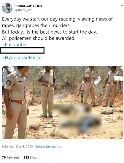 Screenshot of the tweet has been altered by The Quint to hide the name of the victim.