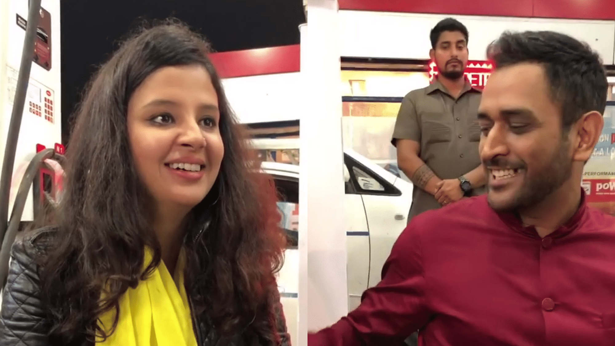 In the video, Sakshi and MS Dhoni&nbsp;are seen preparing for an ad shoot at a petrol pump.