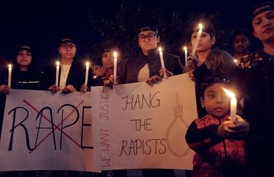 Amritsar: People participate in a candlelight vigil to express solidarity with the veterinarian who was gang raped and murdered in Hyderabad; demanding death penalty for the culprits, in Amritsar on Dec 4, 2019. (Photo: IANS)