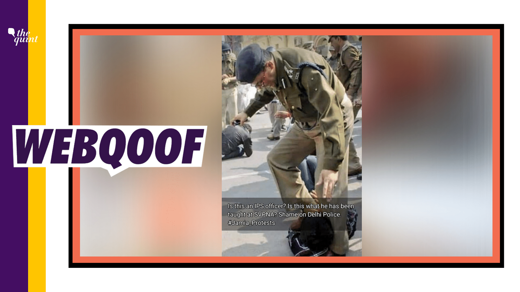 An image of a cop trampling a protester with his boots is being circulated on social media with a claim that it is from Jamia.&nbsp;